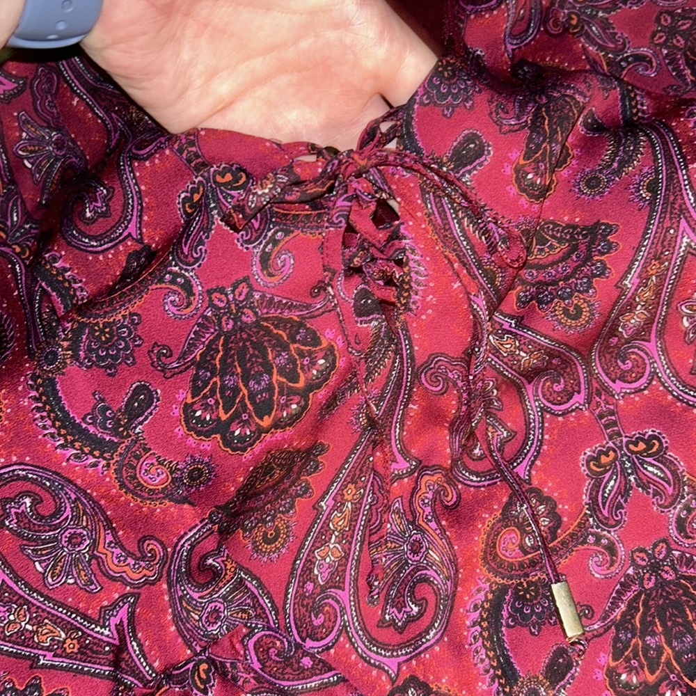 Maroon Patterned Long Sleeve Dress